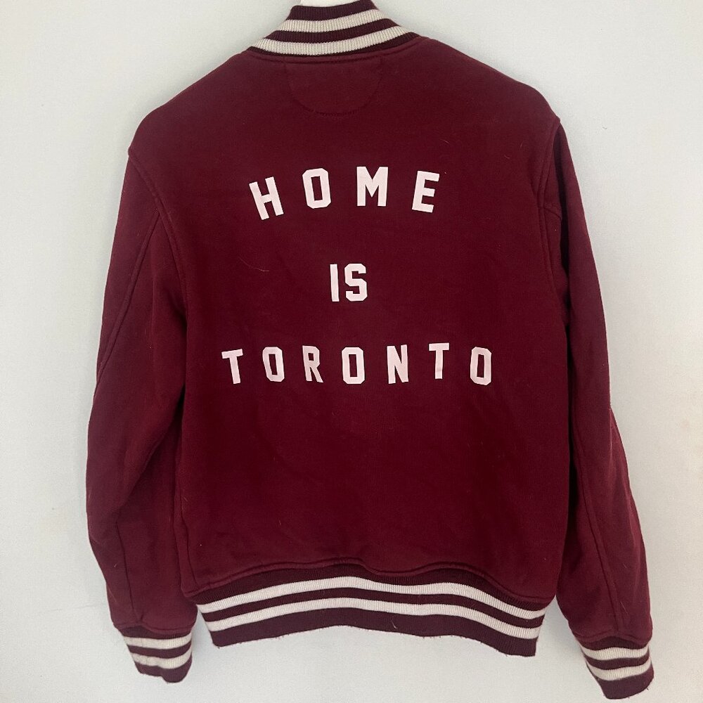 PEACE COLLECTIVE - HOME IS TORONTO Button-Up Varsity Jacket - M - Red/Burgundy